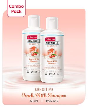 Babyhug Advanced Sensitive Peach Milk Shampoo No Tear Formula Suitable For Newborn Baby Pack of 2 - 50 ml each