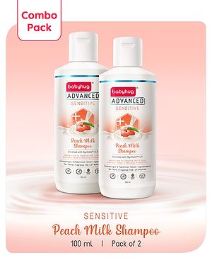 Babyhug Advanced Sensitive Peach Milk Shampoo No Tear Formula Suitable For Newborn Baby Pack of 2 - 100 ml each