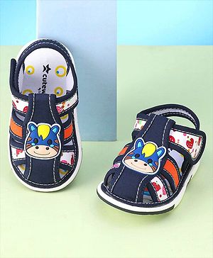 Cute Walk by Babyhug Velcro Closure Sandals with 3D Applique - Navy Blue