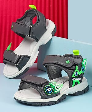 Cute Walk by Babyhug Velcro Closure Sandals with Basketball Design - Grey