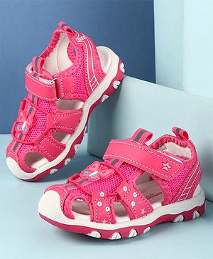 Cute Walk by Babyhug Velcro Closure Sandals with Butterfly Applique - Pink