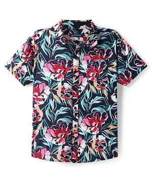 Pine Kids Cotton Woven Half Sleeves Floral Print Shirt - Multicolour