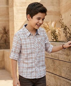 Pine Kids Cotton Woven Full Sleeves Checkered Shirt - Multicolour