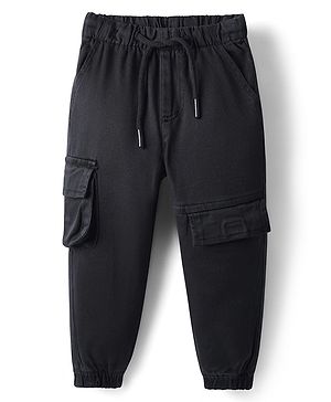 Babyhug Denim Full Length Washed Jogger With Stretch - Black
