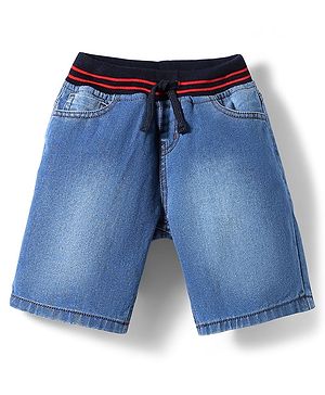 Pine Kids Cotton Woven Knee Length Solid Color Shorts - Blue