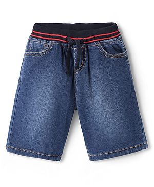Pine Kids Woven Knee Length Solid Color Shorts - Blue
