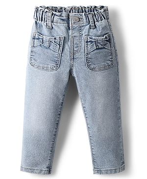 Babyhug Denim Full Length Washed Jeans With Stretch & Pockets - Light Blue