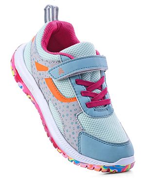 Pine Kids Velcro Closure Printed Sports Shoes - Light Blue