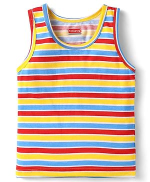 Babyhug 100% Cotton Single Jersey Knit Sleeveless Sando With Striped Print - Yellow