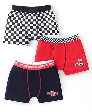 Bodycare Cotton Knit Boxers wirh Race
                              Theme Print Pack of 3 - Red Navy Blue
                              & White