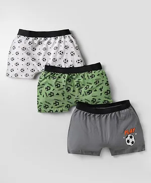 Bodycare Cotton Knit Boxers With
                              Football Print Pack Of 3 - Green &
                              Grey