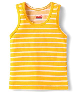 Babyhug 100% Cotton Single Jersey Knit Sleeveless Sando With Striped Print - Yellow