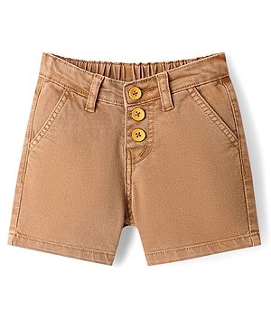 Bonfino Woven Knee Length Over Dyed Elasticated Shorts - Light Brown