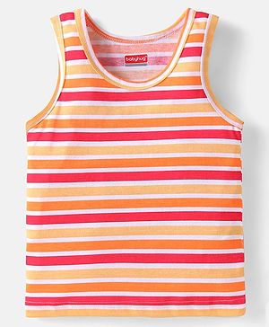 Babyhug 100% Cotton Knit Sleeveless Sando with Stripes - Red & Yellow
