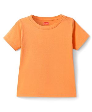 Babyhug Cotton Knit Half Sleeves Solid Color T-Shirt - Orange