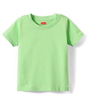 Babyhug Cotton Knit Half Sleeves Solid Color T-Shirt - Light Green