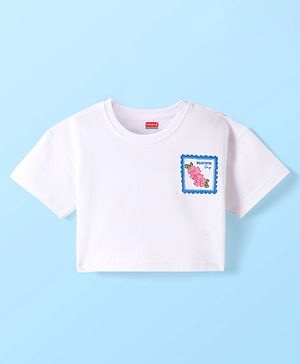 Babyhug Terry Knit Half Sleeves T-Shirt With Beautiful Day Text Print - White