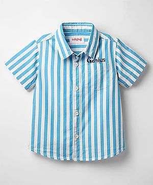 Babyhug Cotton Woven Half Sleeve Regular Collar Stripe Shirt - Blue