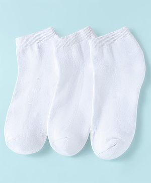 Pine Kids Knit Low Ankle Length School Socks Pack of 3 - White