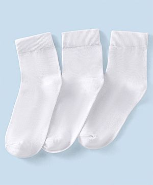 Pine Kids Knit High Ankle Length School Socks Pack of 3 - White