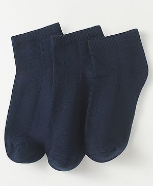 Pine Kids Knit Low Ankle Length School Socks Pack of 3 - Navy Blue