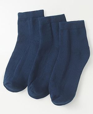 Pine Kids Knit High Ankle Length School Socks Pack of 3 - Navy Blue