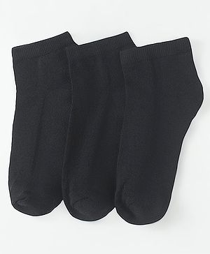 Pine Kids Knit Low Ankle Length School Socks Pack of 3 - Black