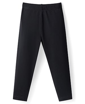 Babyhug Cotton Lycra Full Length Skinny Fit Solid Leggings with Stretch - Black