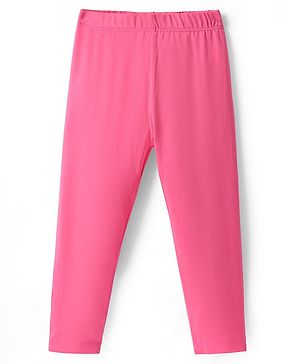 Babyhug Cotton Lycra Full Length Skinny Fit Solid Leggings with Stretch - Pink