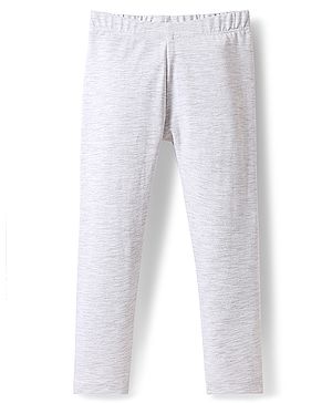 Babyhug Cotton Lycra Knit Full Length Solid Legging - Light Grey
