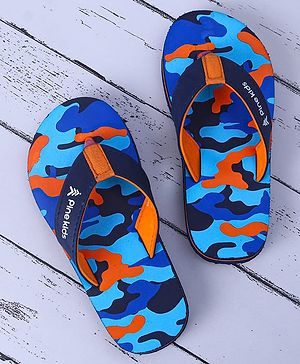 Pine Kids Slip On Flip Flops  with Camouflage Print - Blue