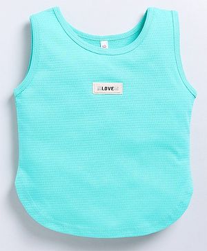 giniekids Cotton Sleeveless Love Text Patch Detailed Vest - Mint