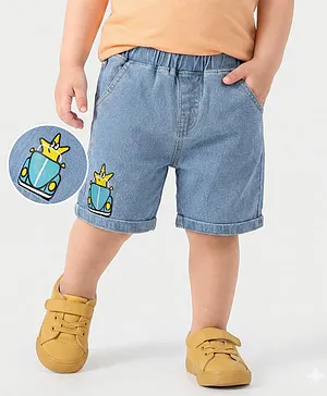 Mark & Mia Denim Knee Length
                              Shorts with Vehicle Print - Blue