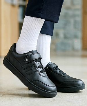 Pine Kids School Shoes with Velcro Closure - Black