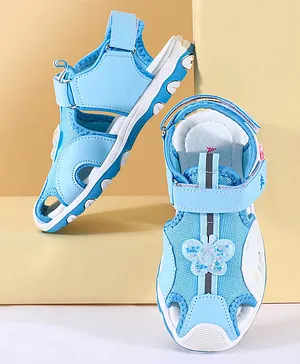 Pine Kids Sandals with Velcro Closure &
                      Butterfly Applique - Light Blue