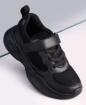 Pine Kids Velcro Closure Solid Color School Shoes - Black