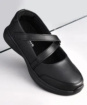 Pine Kids Velcro Closure Solid Coloured
                      School Shoes - Black