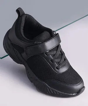 Pine Kids Velcro Closure Solid Color School
                      Shoes - Black