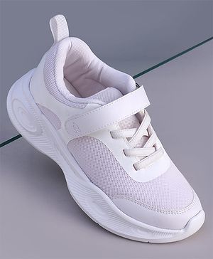 Pine Kids Velcro Closure Solid Color School Shoes - White