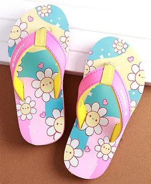 Cute Walk by Babyhug Slip on Flip Flops with Floral Print - Pink