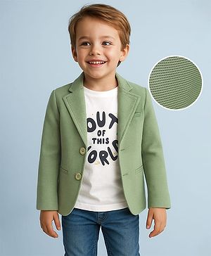 Babyhug Knit Full Sleeves Solid Blazer With Printed T-Shirt - Mint