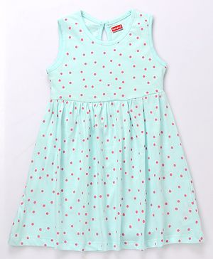 Babyhug Single Jersey Knit Sleeveless Frock with Floral Print - Navy Blue