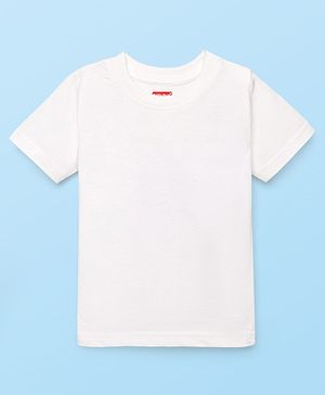 Babyhug Cotton Knit Half Sleeves Solid Color T-Shirt - White