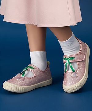 Cute Walk by Babyhug Casual Shoes with Velcro Closure & Cherry Applique - Pink