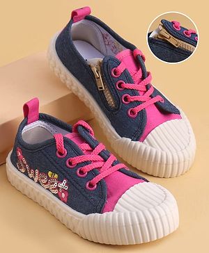 Cute Walk by Babyhug Lace Up Closure Casual Shoes with Sequin Applique - Fuchsia