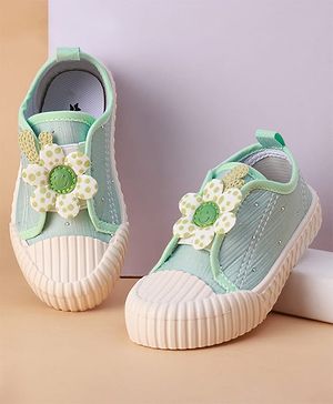 Cute Walk by Babyhug Slip on Casual Shoes with Floral Applique - Light Green
