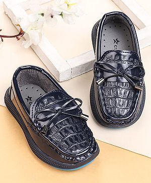 Cute Walk by Babyhug Slip On Loafers With Lace Applique - Navy Blue