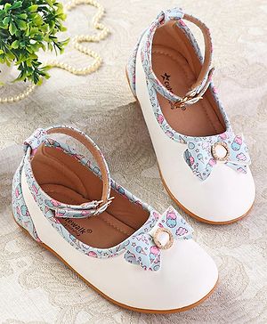 Cute Walk by Babyhug Ballerinas with Velcro Closure & Bow Applique - Light Blue