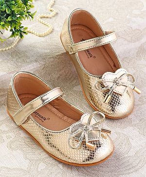 Cute Walk by Babyhug Ballerina with Velcro Closure & Bow Applique - Golden