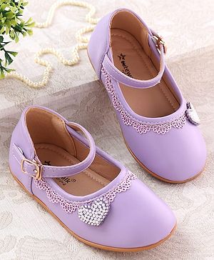 Cute Walk by Babyhug Clip Closure Ballerina with Heart Applique - Purple